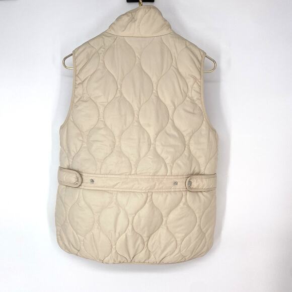 J Crew Quilted Excursion Puffer Vest Ivory Primaloft Women's Size M - Picture 2 of 10
